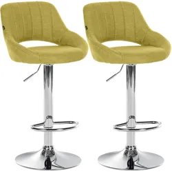 CLP 2er Set Barhocker Milet Stoff C   Farbe: grün, Material Gestell: Metall in Chromoptik