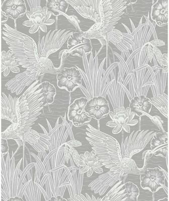 Seabrook Designs Marsh Cranes Nonwoven Unpasted Wallpaper