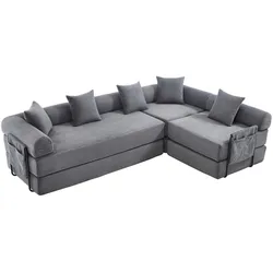 STILVORA Modulares Sofa Dunkelgrau 270x180x90 Corduroy mit Stauraum, Flexibles Design für Wohnzimmer und Familienräume