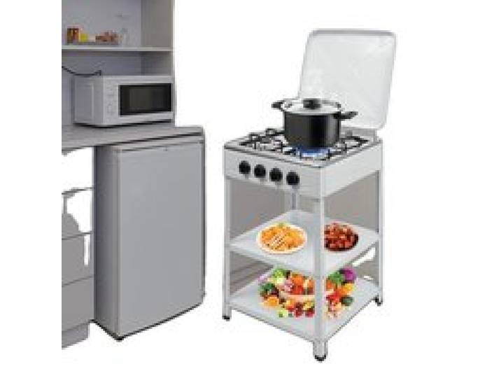 Cuisinière à gaz 4 feux en acier inoxydable design portable pare-vent BLANC