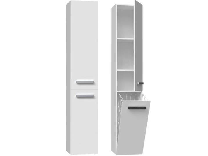 Armoire de salle de bains étagère colonne panier NEL IV - Blanc mat - Fabricant polonais
