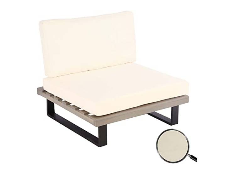 Mendler Lounge-Sessel HWC-H54 Akazie - grau, Polster cremeweiß