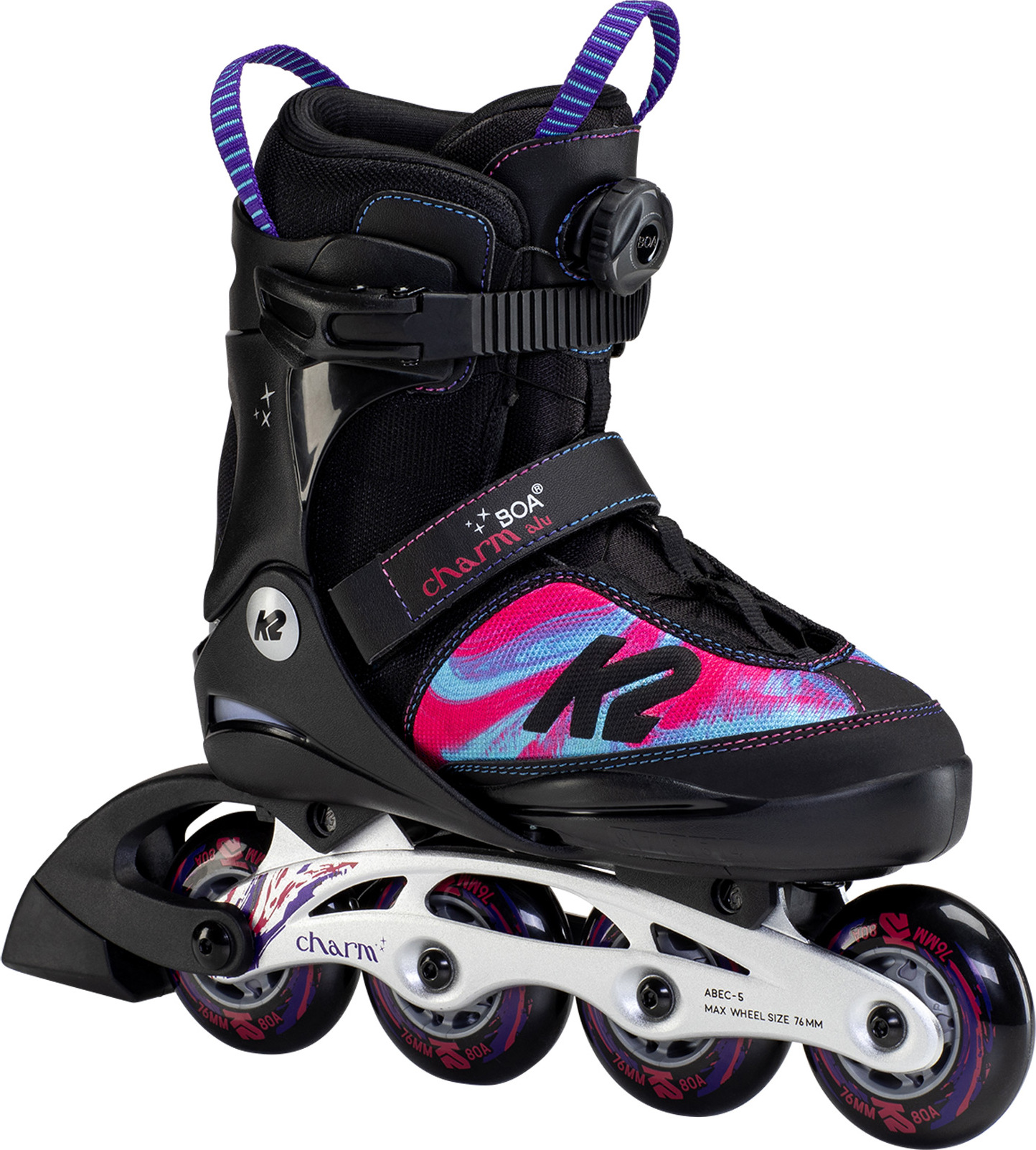 K2 Skates CHARM BOA ALU Inline Skates Mädchen schwarz - pink Größe EU: 32 - 37