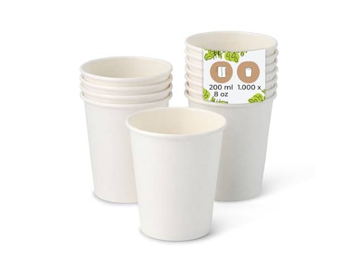 BIOZOYG 1000 Stück Kaffeebecher Pappbecher 200ml/8oz Ø80mm weiß Plastikfreier Pappbecher, biologisch abbaubar & recycelbar - Für Kaffee, Tee & Kaltgetränke, aus nachhaltiger Forstwirtschaft
