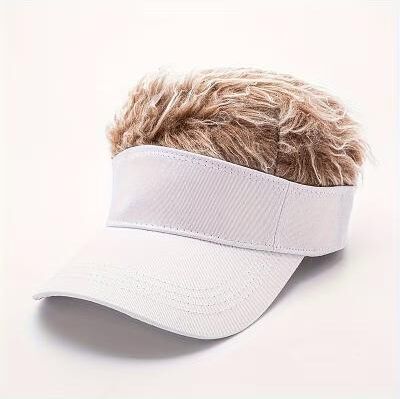 LightInthebox Adjustable Sun Wig Hat for Women and Men, Hip-Hop Sun Visor Wig Baseball Cap for Men, European and American Hip-Hop Quirky Street Trend Flat Cap, Outdoor Hat