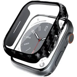 Crong Hybrid Watch Case - Hülle se sklem für Apple Watch 45mm (karbonové)