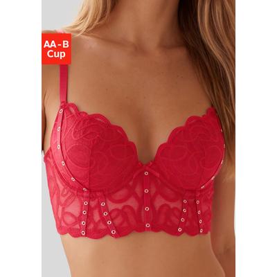 Push-up-BH "BH mit Bügel, Longline BH, als Dessous-Set kombinierbar, Luna", Damen, Gr. 100, Cup A, rot, Spitze, Obermaterial: 60% Polyamid, 35% Polyester, 5% Elasthan, PETITE FLEUR GOLD BY LASCANA, BHs Push-up-BH, sexy Dessous, sexy Unterwäsche Damen