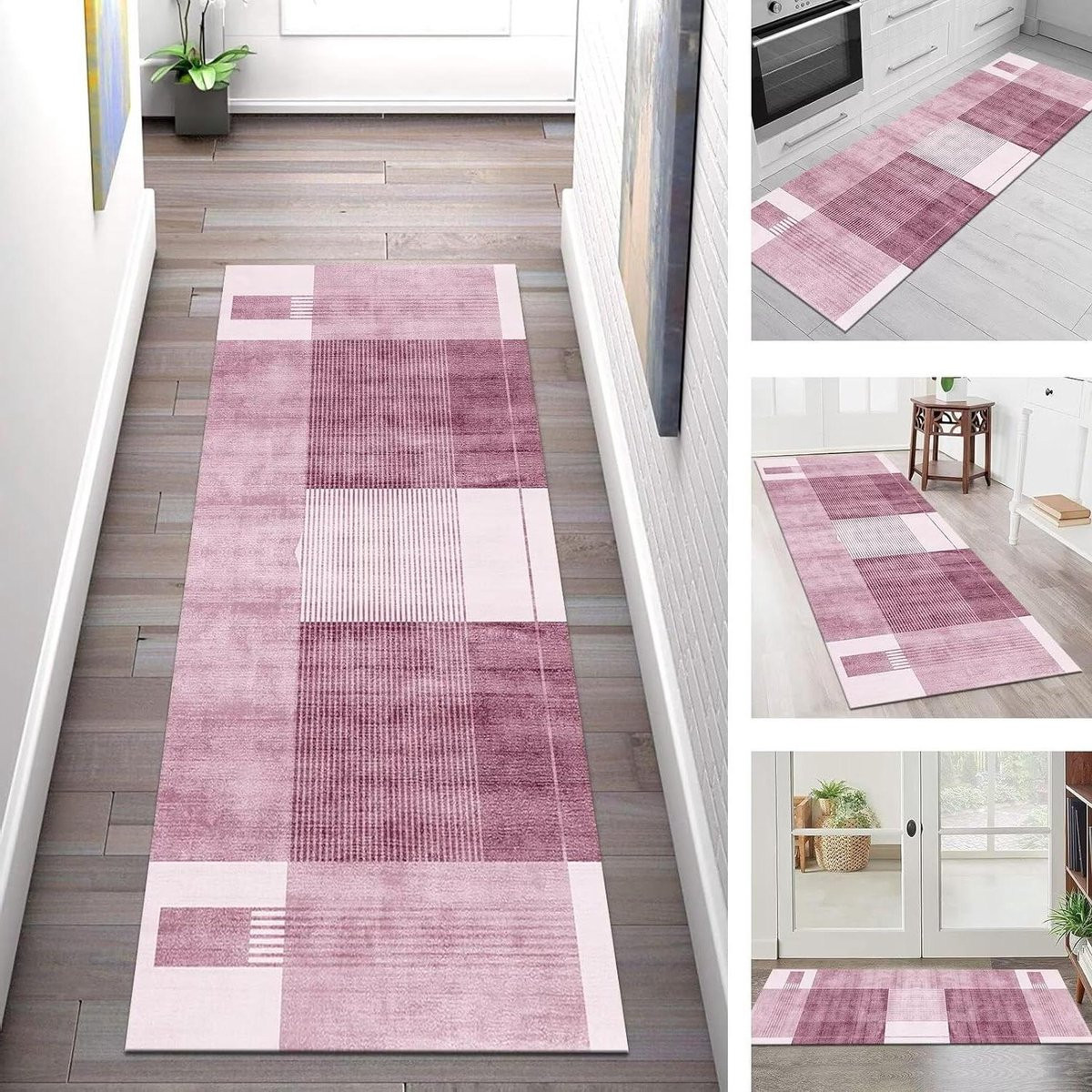 Karpet Runner Vloerkleed Paars met Anti-slip Onderkant Breedte: 60 cm, Lengte: 150 cm