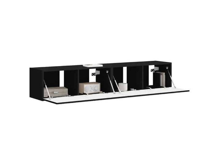 [63924]Meuble TV Flottante Console de Divertissement Meuble TV mural （2 pcs） Noir 60x31x29.5 cm Bois d'ingénierie Poids:25.54