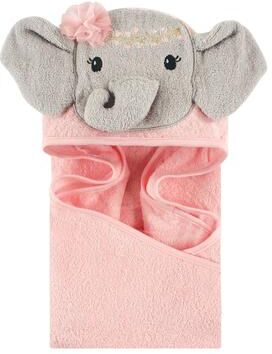 Little Treasure Baby Girl Cotton Animal Face Hooded Towel, Blossom Elephant, One Size - Blossom Elephant - One Size