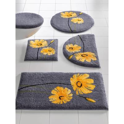 Badematte GRUND Gr. 2, grau (grau, gelb), rechteckig (50cm x 90cm ), Badematten, Badematte