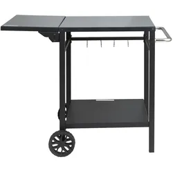 VEVOR Servierwagen Küchenwagen 97,2 x 64 x 75,5 cm Outdoor-Grill-Esswagen mit Doppelter Ablage, Beweglicher Grilltisch für die Zubereitung von Speisen, Multifunktionale Tischplatte aus Eisen Schwarz
