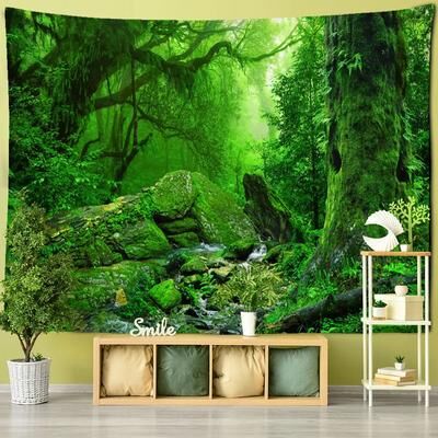 Inspire Essentials Mystic Forest Tapestry Wall Hanging Boho Nature Scenery Room Decor 12 95x70cm