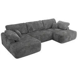 WOHNLANDSCHAFT CUBO U Dunkelgrau Cord