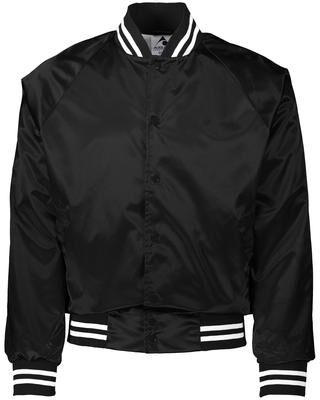 Augusta Sportswear 3610 Satin Baseball Jacket/Striped Trim in Black/White size XL   Nylon