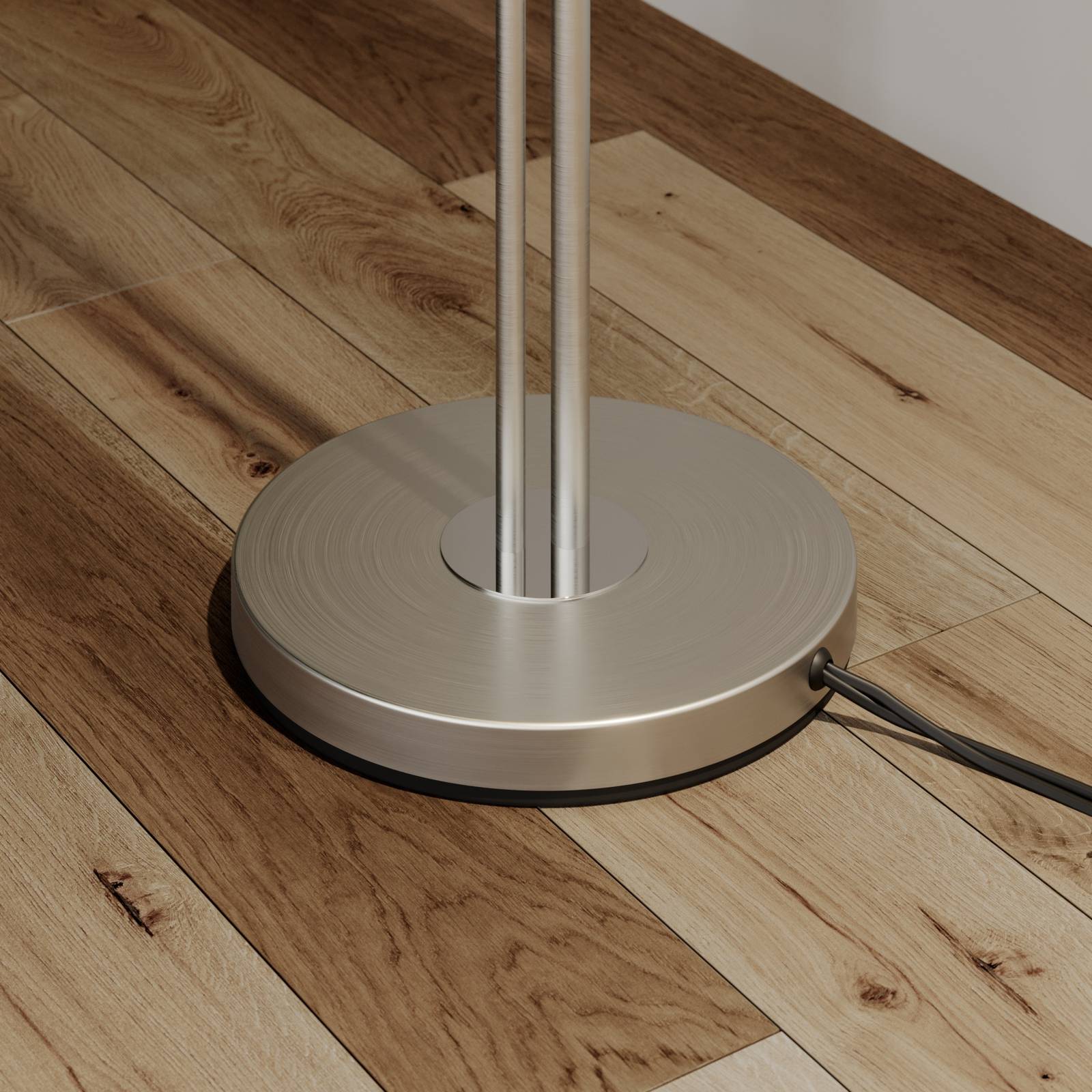 Stehlampe Nantwin Lindby, alu / grau / zink, für Wohn- / Esszimmer, Textil / Stoff / Seide, Modern, Stehlampe