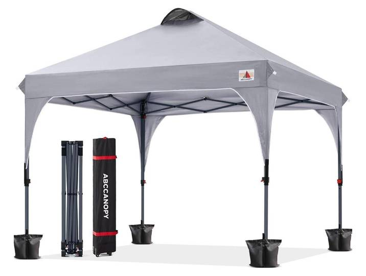 Pop-Up Pavillon 3x3M wasserdicht Sonnenschutz mit Rolltragetasche und Zubehör Grau