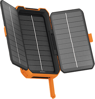 Powerbank - Xtorm XR203, 10000 mAh, 2x USB-C, 1x USB-A, 20W, Linterna, Solar, IP65, Negro/Naranja