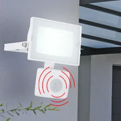 LED Außen Wand Lampe Bau Strahler Garten Beleuchtung Bewegungsmelder ALU Lampe verstellbar
