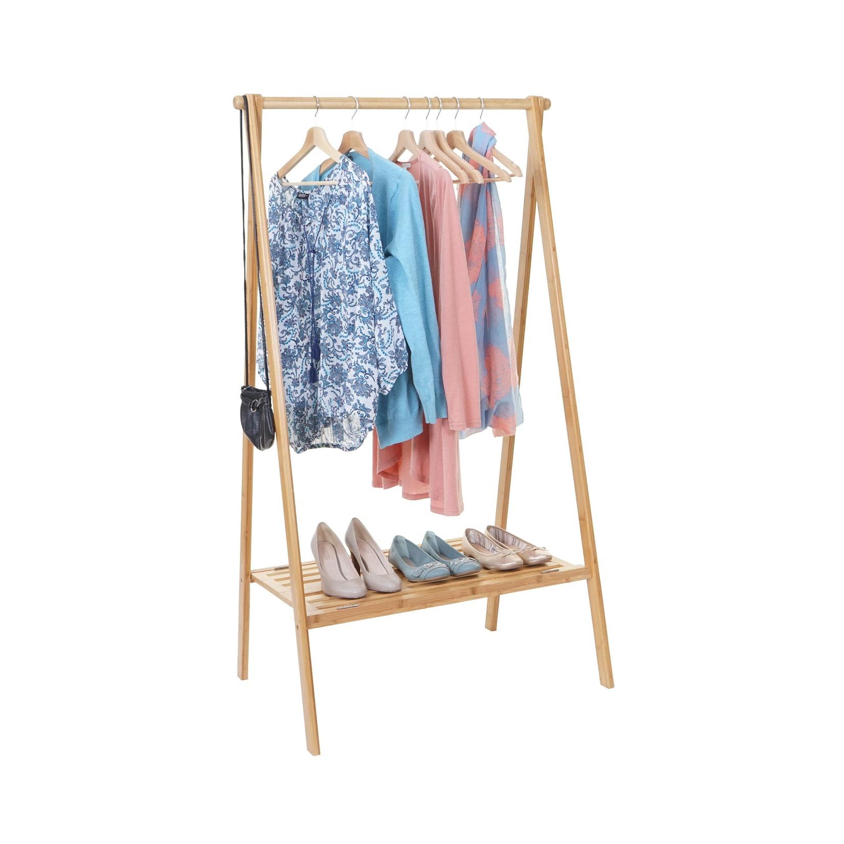 Standgarderobe MCW-B82, Kleiderständer Garderobe Garderobenständer, Bambus klappbar 150x84x57cm