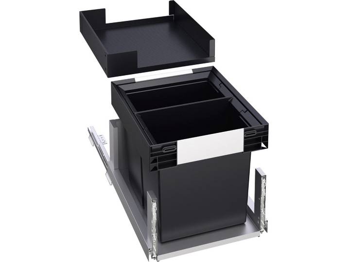 Blanco Abfallsammler Select II Combi, Schwarz, Edelstahlfarben, Kunststoff, 2x 13 l, 35.2x44.2x45.1 cm, Haushalt & Reinigung, Reinigung, Mülleimer & Abfallsammler