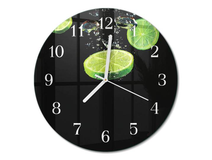 Tulup Wanduhr fi30 cm - Limes, Grün, Glas, Rund, 30x30x0.4 cm, Dekoration, Uhren, Wanduhren