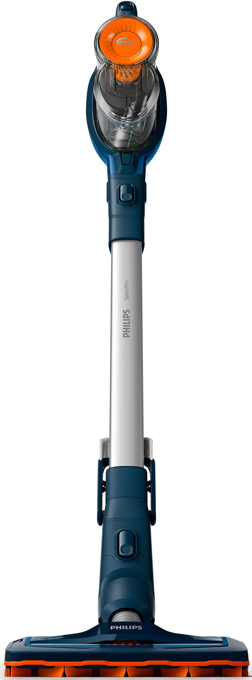 Philips SpeedPro FC6724/01 Kabelloser Akku-Staubsauger, 2-in-1-Stabstaubsauger, Beutellos, Schwarz, Blau, 0,4 l, Dark Royal Blue, Gummi