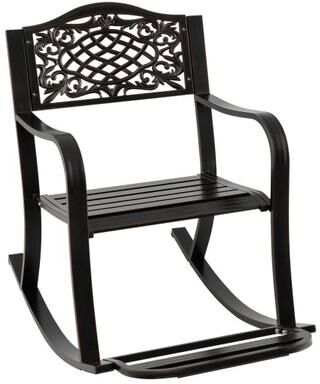 Costway Patio Rocking Chair with Footrest and Curved Armrests-Brown