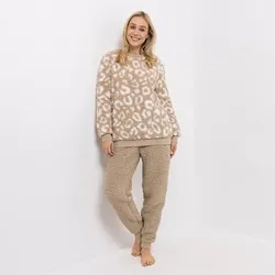 MONT CHALET Damen-Hausanzug,2tlg. Pullover mit Rundhals Schäfchenfell Hose mit Taschen