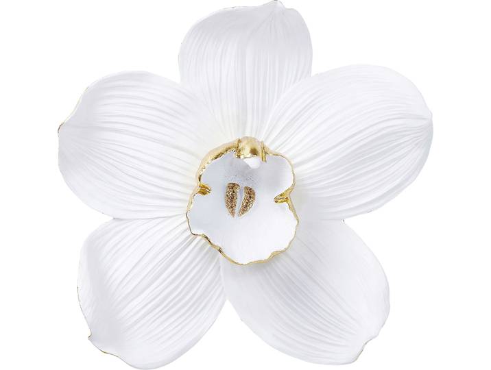 Wanddekoobjekt KARE DESIGN Wandschmuck Orchid Weiss 54cm , weiss (weiß), B:51,2cm H:54,2cm T:14,5cm, Polyresin, Wanddekoobjekte, Wanddekoobjekt