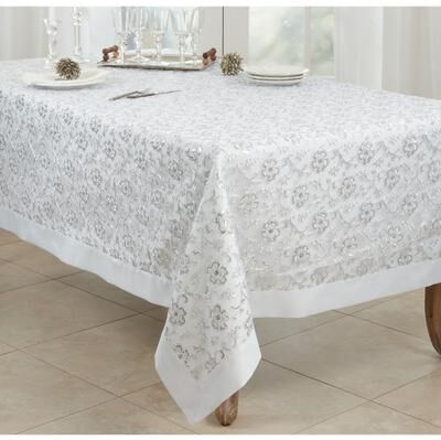 Saro Lifestyle Embroidered Tablecloth With Floral Design