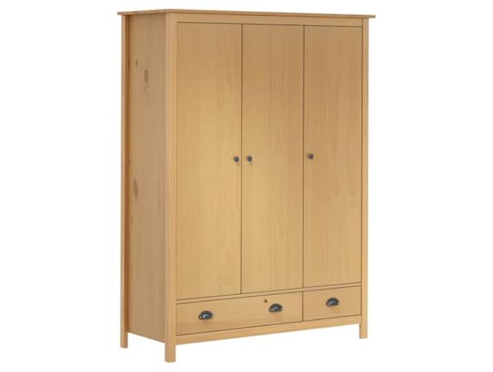 HNSMFPRE Hill Kleiderschrank mit 3 Türen, 127 x 50 x 170 cm, Kiefer massiv 2 Schubladen, 5 Regale, Kleiderschrank, Kiefer massiv, Reinigung trockenes Tuch, einfach zu montieren