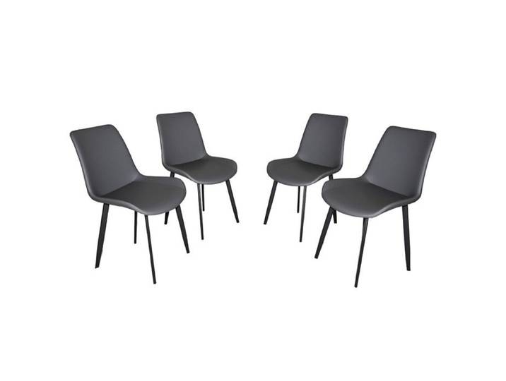 Lot De 4 Chaises De Salle À Manger Grises 47x46x74cm Similicuir Pieds Acier Carbone Adaptées Maison Restaurant&Salle De Conférence