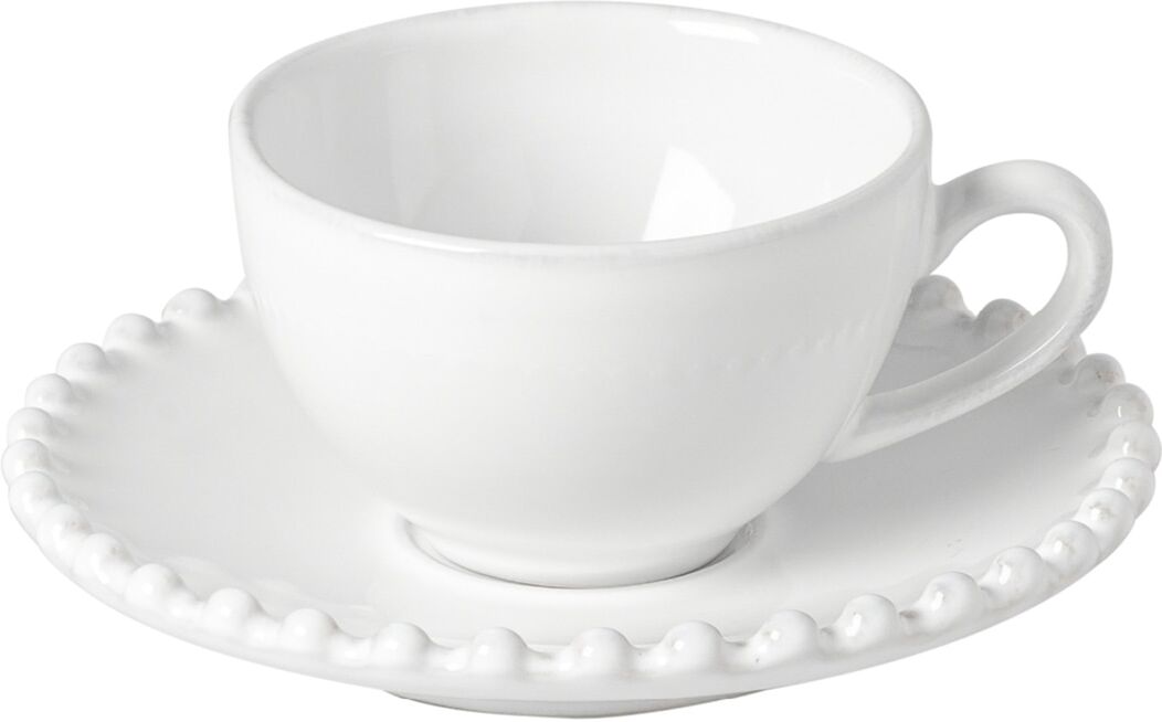 Costa Nova Taza de café con plato Pearl . Blanco