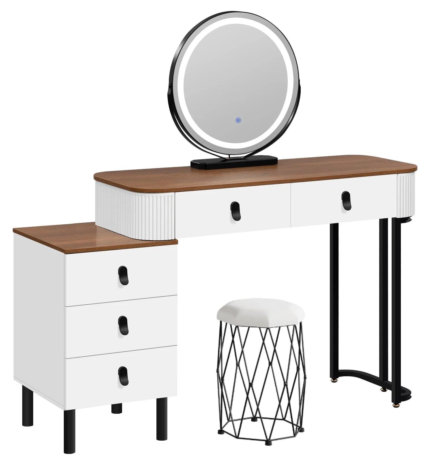 Selius Make-up tafel met kruk in bruin