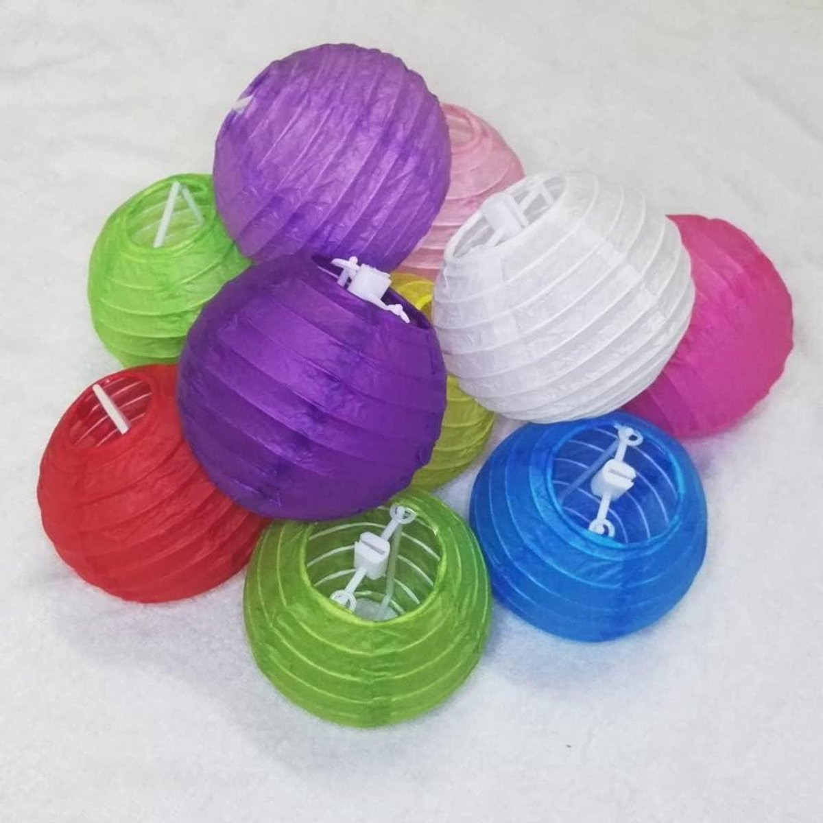 Handgeschilderde rode papieren mini lantaarns voor feestelijke decoratie - Diameter: 10 cm