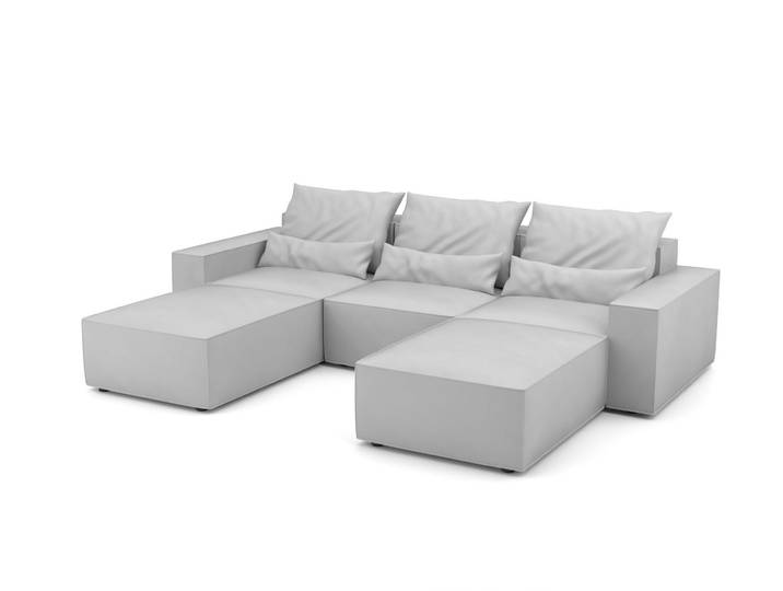 U-Sofa 855 - Grau (Grauweiß) - Grober Mikrofaserstoff