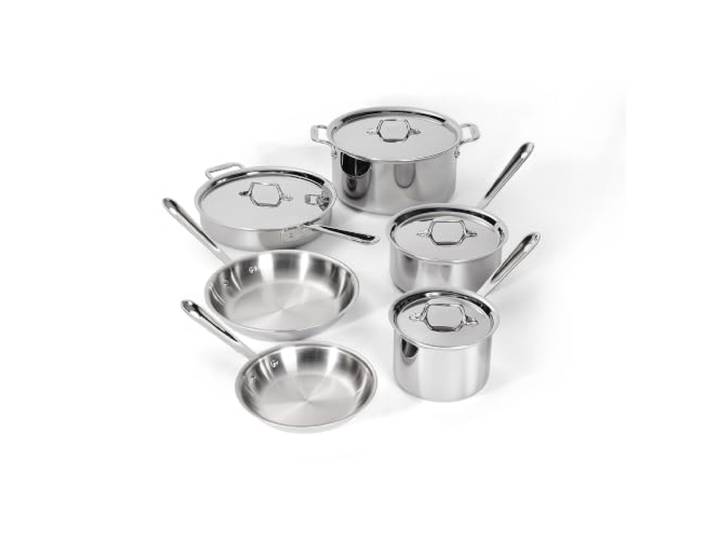 All-Clad D3 Edelstahl-Kochgeschirr-Set, Töpfe und Pfannen, dreilagiger Edelstahl, professionelle Qualität, 10-teilig