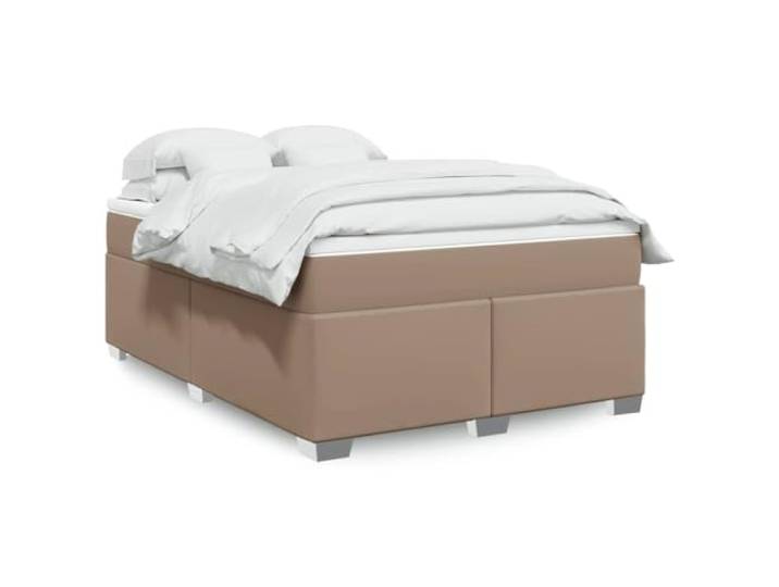 LPERTGFHU Boxspringbett 140x190cm Kunstleder Matratze & Topper Cappuccino Inklusive Taschenfederkern, Einfache Reinigung, Stabiles Kiefernholz-Gestell