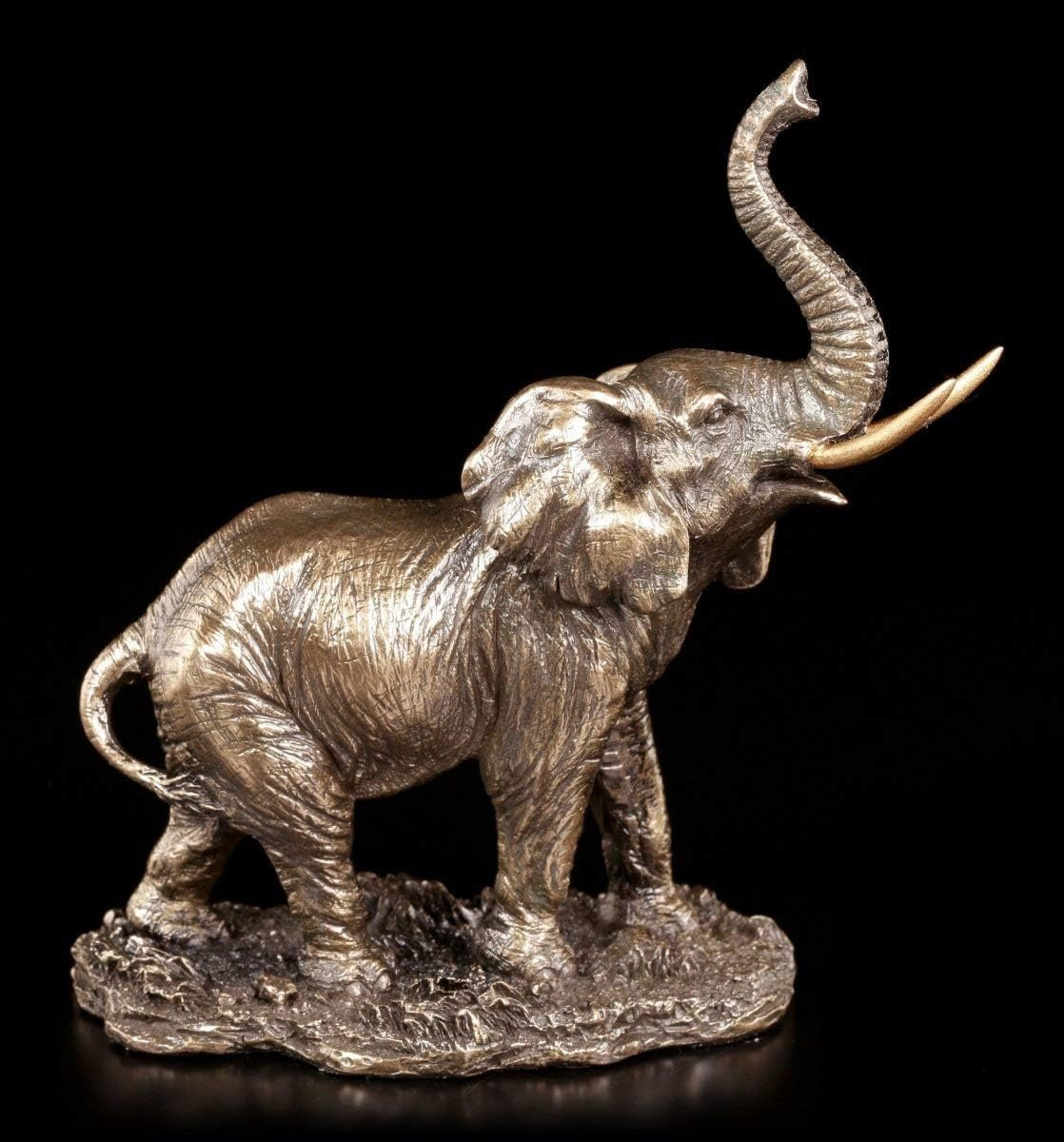 Bronskleurige kleine olifantenfiguur voor decoratie, Hoogte: 12 cm