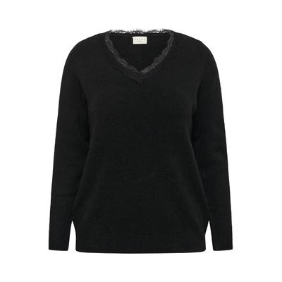 Strickpullover KAFFE CURVE "KAFFE Curve Strickpullover KCblaire", Damen, Gr. S, schwarz (meteorite), Pullover Strickpullover