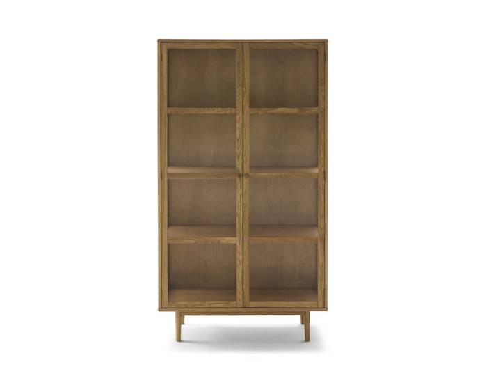 Vitrine Svendborg 100 cm - Echtholzfurnier Wildeiche mit Glastüren