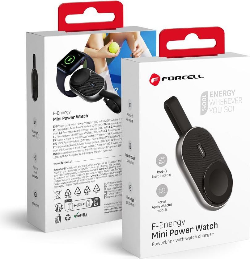 Forcell F-Energy Mini Power Watch Powerbank 1200 mAh Zwart