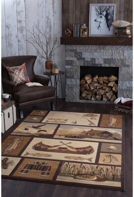Alise Rugs Natural Lodge Novelty Graphic Indoor Area Rug