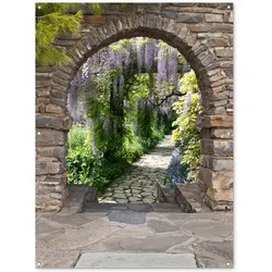 GARTENPOSTER Wald - Aussicht - Steine - Weg Gartendekoration 120x160 cm