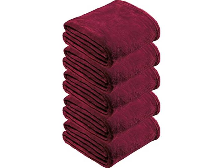 REDBEST Microfaserdecke Amarillo 5er-Pack, Fleece-Wohndecke, Sofadecke Bordeaux Größe 130x180 cm - kuscheliger Teddyfleece, pflegeleicht, waschbar