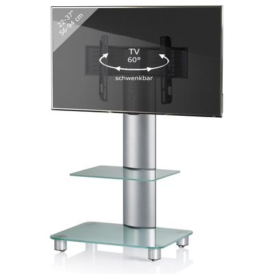 Wohnzimmertisch VCM "TV Standfuß Ständer Rack Alu Glas Rollen Blino ZW", grün (mattglas), B:60cm T:44cm, Regale, TV-Board