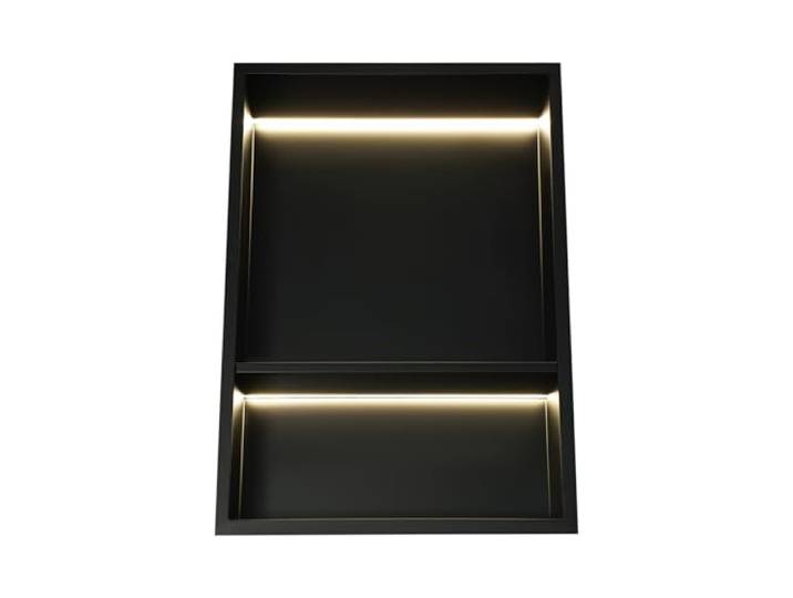 Beaudreaul Duschnische aus Edelstahl 2/3 Stöckige Wandnische mit LED-Licht, Embedded+Wandmontage Dusch Aufbewahrungsregal IP44 wasserdichte, für Badezimmern, Küchen, Toiletten usw (12x18in)