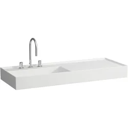 Laufen Waschtisch Kartell Laufen 460x1200x150 2 Hahnlöcher weiß matt versteckter Ablauf Ablage rechts