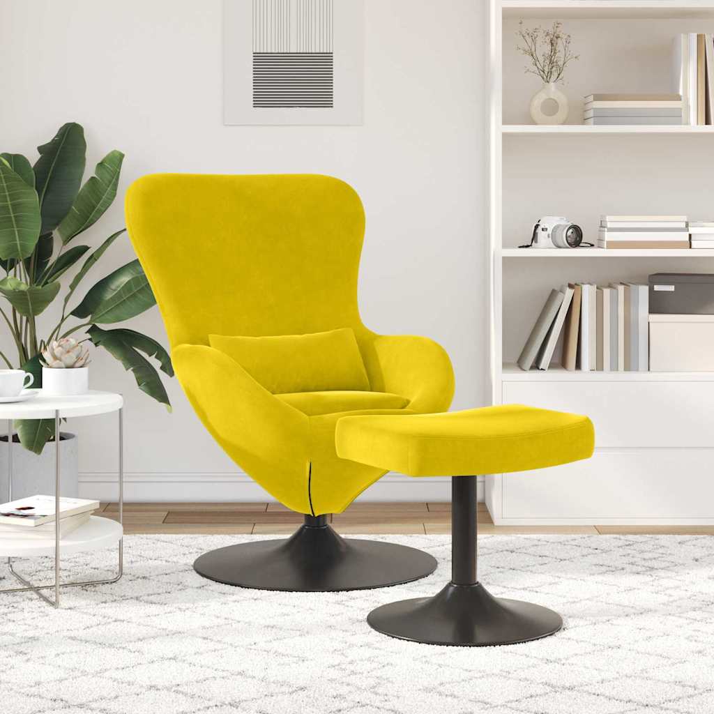 vidaXL Chaise Œuf avec Pouf Jaune Velours